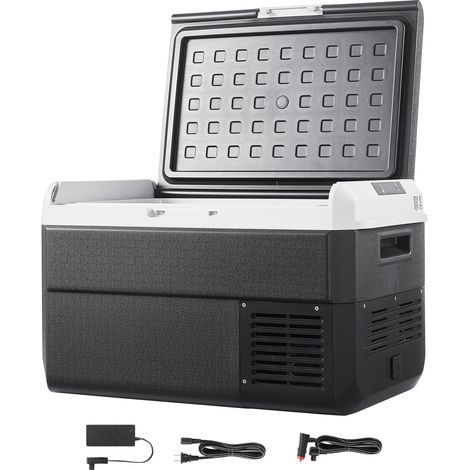 Mophorn Glacière électrique portable 40 L pour voiture et maison, réfrigérateur compact avec alimentation 12/24 V CC et 100-240 V CA, idéale pour camping, température ajustable de -20 °C à 20 °C (1/2)