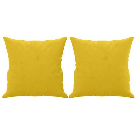 Coussins décoratifs, lot de 2, jaunes, 40x40cm, en velours. (1/5)