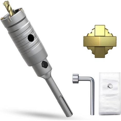 120 mm Trépan à cône creux avec adaptateur SDS Plus de 220 mm, trépan pour prise électrique, pour maçonnerie, brique, béton, ciment, pierre (1/5)