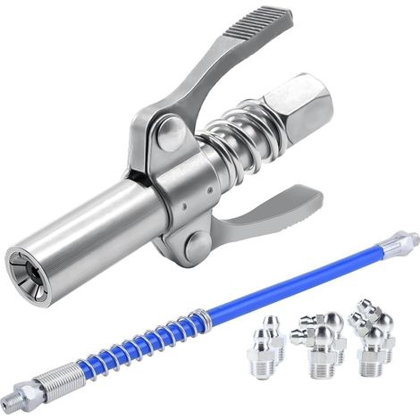 Fettpresse Mundstück, Fettpresse Mundstück Edelstahl Doppelgriff Fettpresse Kupplung, 12 stück M10 schmiernippel, G Coupler für Fettpresse mit 30cm Schlauch