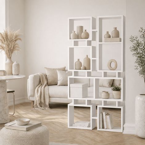 Bücherregalschiene aus weißem Melamin, 79 x 166,5 x 24 cm (1/5)