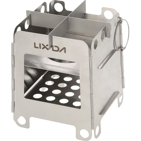 Lixada faltbarer, leichter Holzofen, tragbarer Edelstahl-Taschenofen für Outdoor, Camping, Rucksackreisen, Kochen, Picknick
