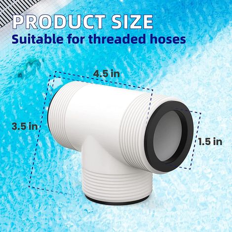 T-Verteiler für Schwimmbecken, kompatibel mit Intex Coleman Schwimmpumpenanschlüssen und -adaptern (1/4)