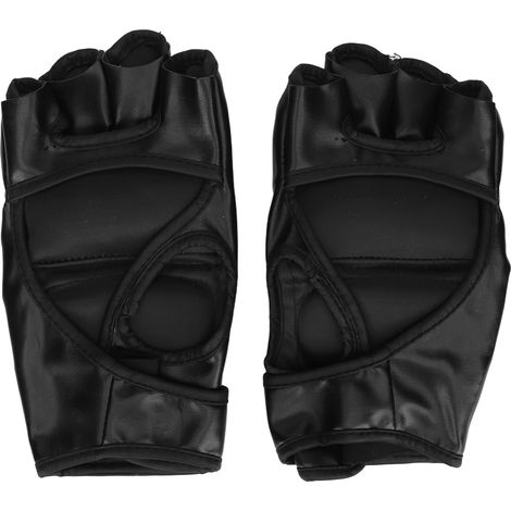 Gant de Taekwondo demi-doigt noir, bande poignet réglable sécurisée, équipement de boxe pour sac de frappe. (1/5)