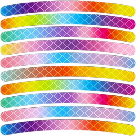 Autocollants réfléchissants arc-en-ciel pour roues de vélo - Lot de 10 multicolores (1/2)