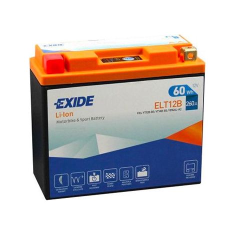 Batterie moto YT12B-BS Exide Lithium Li-ion 12V 5AH 260A ELT12B YT12B-BS YT14B-BS YB16AL-A2