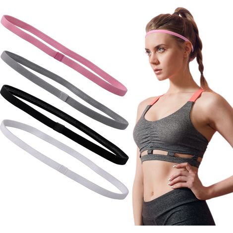 Bandeau De Sport - Silicone Antidérapant Et Coton Élastique - Pour Yoga Fitness Et Course - Lot De 4 Couleurs (1/5)