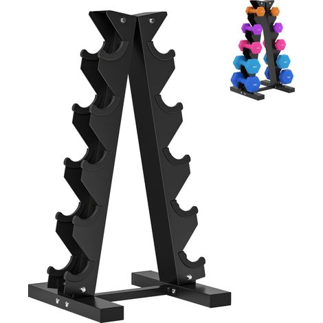 Support de rangement pour haltères en acier pour l'entraînement à domicile, capacité de charge de 100 kg, 35 x 33 x 66 cm, noir (1/5)