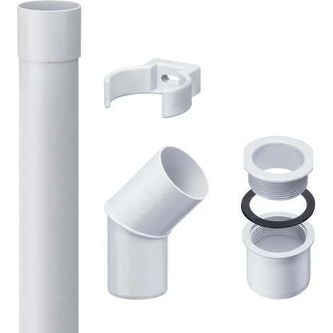 INEFA Fallrohr Set DN50 / 50mm, PVC 2m Dachrinnenzubehör, einfache Steckmontage, Made in Germany - Weiß (1/5)