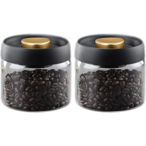 Boîte hermétique en verre borosilicate sous vide pour grains de café (Or, 500 ml) (1/5)