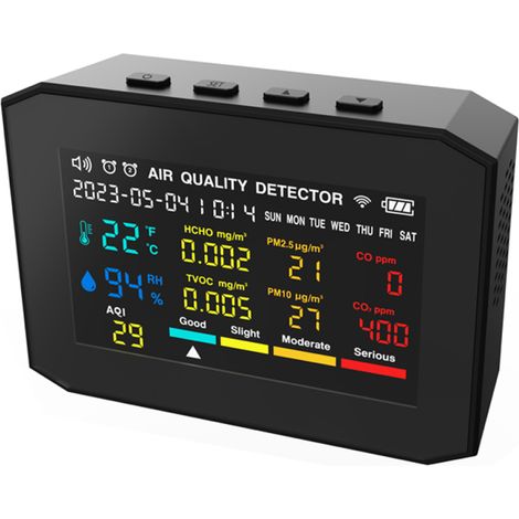 Irovami Testeur qualité air 9 en 1 – PM2.5/CO/CO2/HCHO, jour/semaine – Idéal pour maison, bureau, santé (1/5)