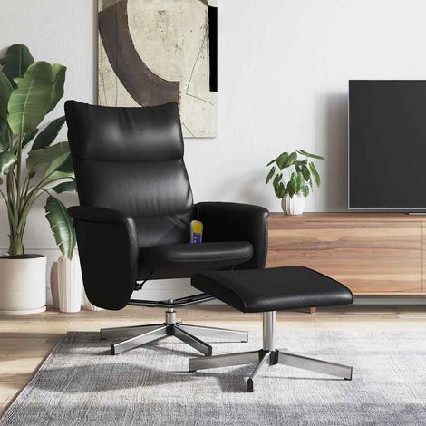 Massagesessel mit Fußhocker Schwarz Kunstleder