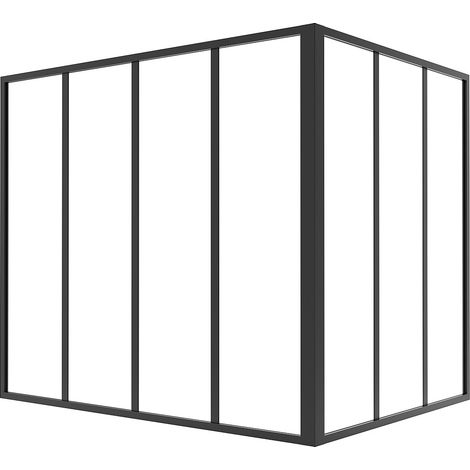 Verrière d'angle d'atelier en aluminium thermolaqué - L120 x L90 x H105 - Noir - BAYVIEW (1/3)