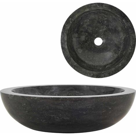 Évier de cuisine,Bac,Vasque à poser pour cuisine avec trou de trop-plein Noir Granit HDXV968509 (1/5)