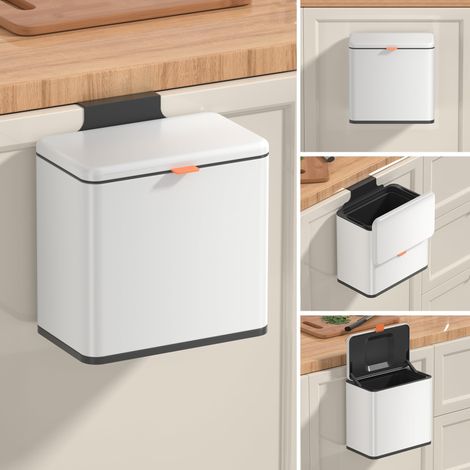 Seau de compost de cuisine, poubelle suspendue avec couvercle, 4L/1,05 gallons, poubelle en acier inoxydable pour portes d'armoire de cuisine, installé sous l'évier, porte, camping-car, salle (1/5)