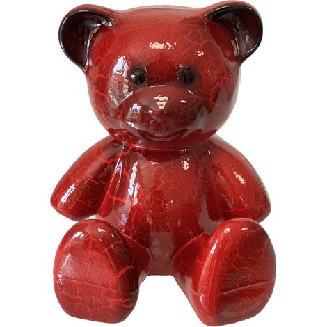 Statue en céramique ourson rouge 23 cm