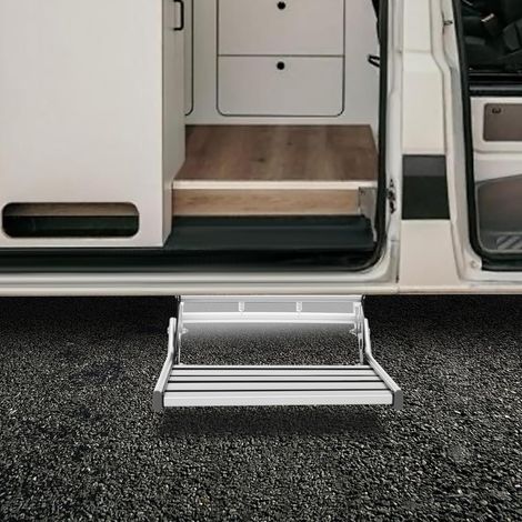 Manuelle Wohnwagen Trittstufe,Klappbare Rv Einstiegstufe, Camper Stufe Mit Led Licht FüR Wohnmobile, ReiseanhäNge