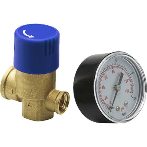 Válvula de Seguridad 7 bar Hembra-Hembra 3/4" con Manómetro - IVAR