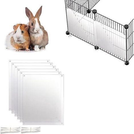 Set mit 12 transparenten Kunststoff-Käfigmatten 100 Kabelbindern Geeignet für Kaninchen und Meerschweinchen Zubehör für Kleintierkäfige effektiv 26 (1/5)