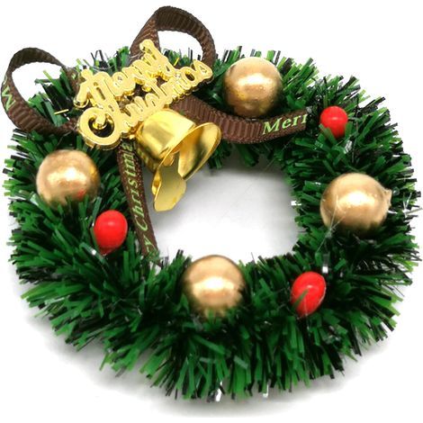 Zubehör für 6 cm Puppenhäuser, Miniatur-Weihnachtstürkranz, Gartendekoration. (1/5)