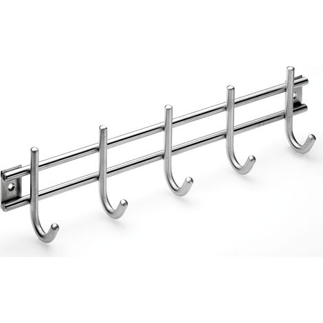 Hettich Garderobenleiste 5 Haken 38,0 x 8,5 x 5,5 cm Edelstahl Hakenleisten