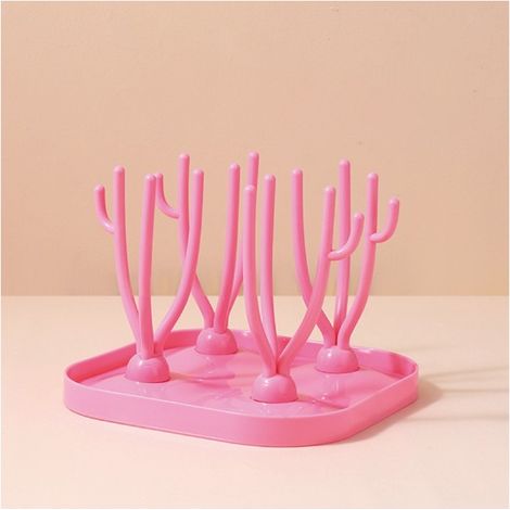 Séchoir à biberons (rose), égouttoir à biberons, planche égouttoir amovible pour biberons, couverts, tétines et tasses. (1/5)