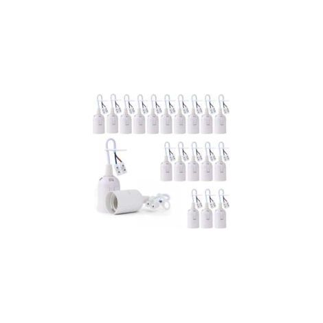20 Pièces Douille de Lampe E27 Support Ampoule avec Testeur de Phase, Base de Lumière Douille de Suspension Douille de Chantier Rénovation Douille de Rechange Douille de Bâtiment avec Câ (1/5)