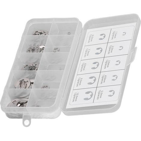 Kit assorti de 120 pièces clips E circlips anneaux de retenue en acier inox 304 pour roulements (1/5)