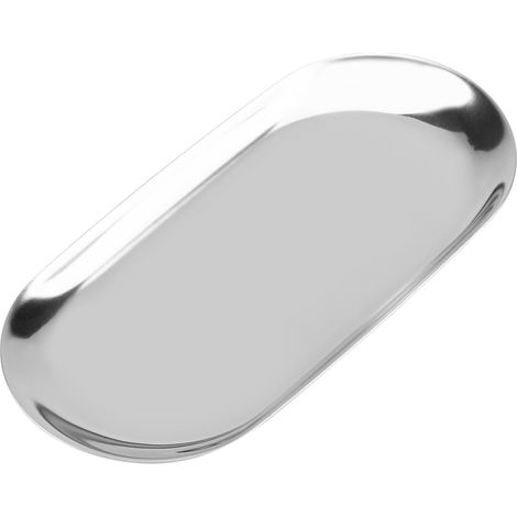 Aufbewahrungstablett aus Edelstahl im nordischen Stil, ideal für Kosmetik, Schmuck und Kuchen, für Schreibtische (Silber, Größe L) (1/5)