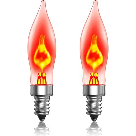 Lot de 2 Ampoule E10, Effet Flamme Clignotante, Lumière Blanche Chaude, Décoration Noël