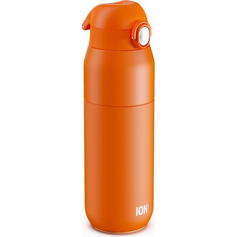 Gourde Isotherme 540 ml (18 oz)- Bouteille Étanche en Acier Inoxydable, Couvercle Rabattable, Ouverture à Une Touche, Débit Rapide, Chaud et Froid, Orange (1/5)