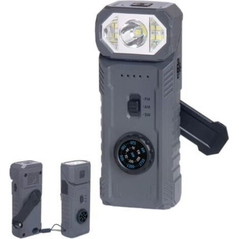 Portable Emergency Radio, AM/FM Radio with Hand Crank Dynamo and 2000mAh Rechargeable Battery, SOS Alarm/Flashlight/Speakers for Camping, Outdoor Hiking (1/5)