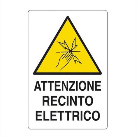 Cartello segnaletico "Attenzione Recinto Elettrico" realizzato in alluminio 20 x 30 cm -1 pezzo