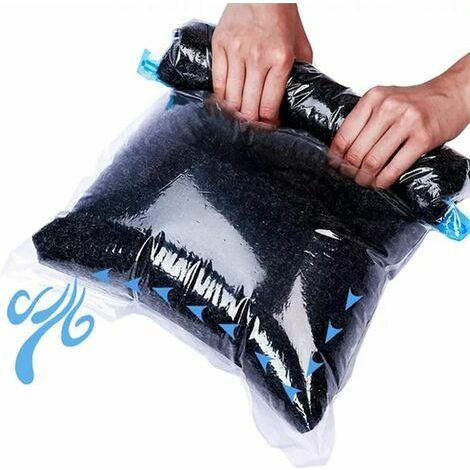 Sac de rangement sous vide pour vêtements avec compression manuelle pour enrouler, lot de 8 housses de voyage, sans pompe ni aspirateur.-AquaForge (1/4)