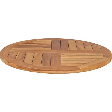 Dessus de table-Plateau de Table de Remplacement Bois de teck solide Rond 2,5 cm 70 cm 406197 (1/5)