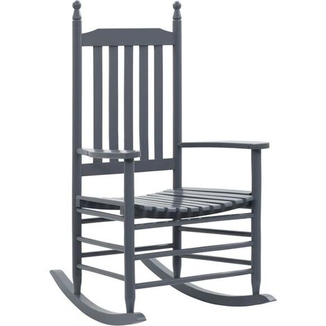Fauteuil à bascule incurvé, bois de peuplier gris (1/5)