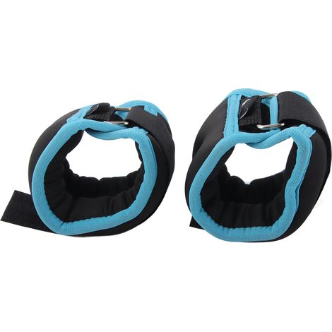 Bandes de course lestées pour les jambes, les mains et les poignets pour hommes et femmes, 0,5 kg chacune (noires avec bordure bleue). (1/4)
