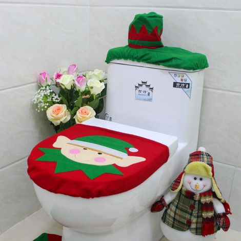 Tapis de siège de toilette de Noël pour salle de bain, décoration de Noël à faire soi-même (1/2)