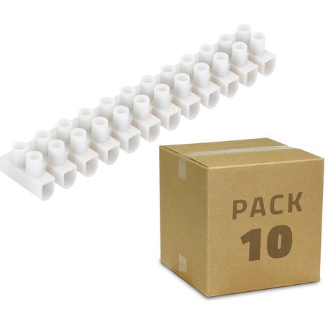 Pack 10 unidades de Clema Regleta de 12 Conectores de Cable Eléctrico Blanco 4 mm² (1/2)