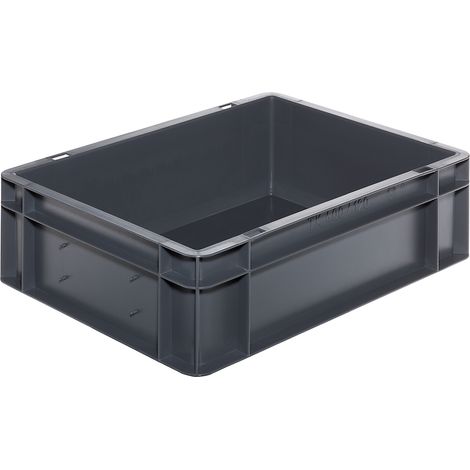 Conteneur de transport gerbables L400xl300xH120 mm gris PP parois latérales fermées