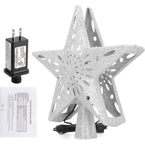 Projecteur de Flocons de Neige Rotatif pour Sapin de Noël - Lampe LED Étoile 120V Argenté (1/5)