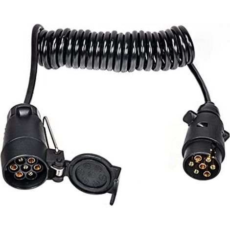 7-polige weibliche Anhängersteckdose mit 2,5 m Kabel – 12-V-Adapter für Pkw, Lkw, Wohnwagen und Nutzfahrzeuge