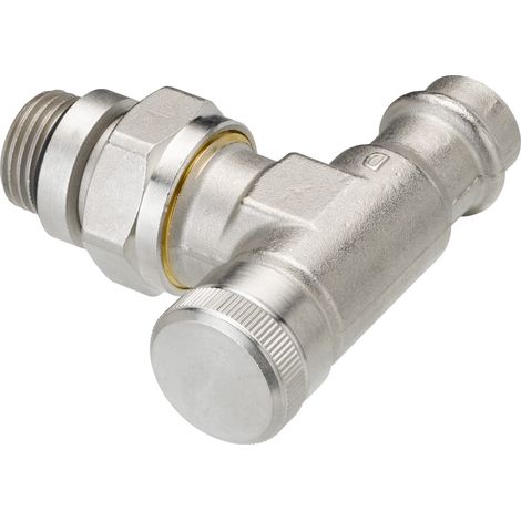 Danfoss Rücklaufverschraubung RLV 15 R 1/2", Pressfit, Eckausführung, vernickelt (1/3)