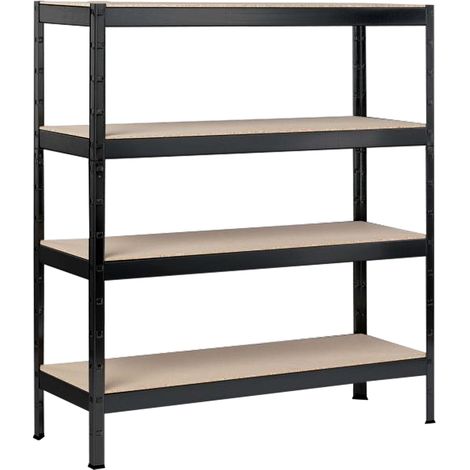 SCHULTE Regalwelt Rayonnage pour charges lourdes avec 4 étagères en bois, capacité de charge par niveau env. 250 kg, 180x160x60 cm (HxLxP), noir structuré, rayonnage de stockage, rayonnage de cave, ra (1/3)