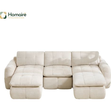 Sofa mit Modulen aus Chenille mit Armlehnen beige en Polyester 264 x 160 x 68 cm HOMAIRE (1/5)