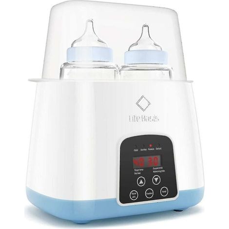 Bottle Warmer and Sterilizer, 6-in-1 Double Breast Milk Bottle Warmer, Baby Food Warmer with LCD Display and Precise Temperature Control (1/5)