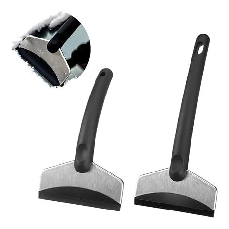 2 Piece Car Windscreen Ice Scraper, Ice Scraper, Stainless Steel and ABS Plastic, Car Frost Window for Car Windshield Windows (1/5)