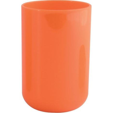 Gobelet Design Élégant pour Salle de Bain Ø7,3 x 11,5 cm Orange Idéal pour Accessoires de Toilette Plastique Résistant Finition Lisse