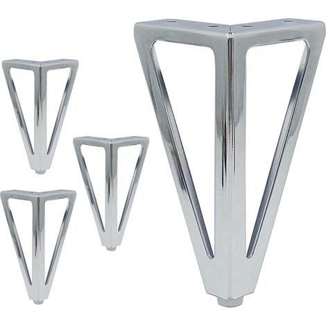 (Silver) 4 Pack 15cm Metal Triangle Table Legs Contemporary Style Cabinet Sofa Bed Furniture Feet (1/5)