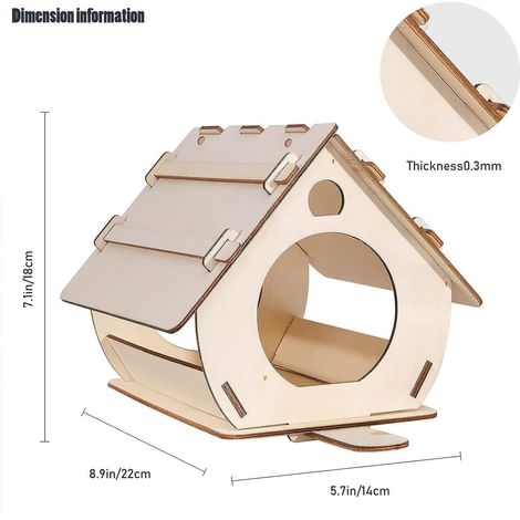 Nichoir suspendu, boîte à oiseaux en bois, abri pour oiseaux, petite mangeoire, résistant aux intempéries, idéal pour toutes les tailles, jardin, extérieur, arbre ou balcon (1/4)